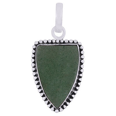 Magnificent Rawa Work Around Green Aventurine Shield Shape 925 Sterling Solid Silver Pendants - R101926-10