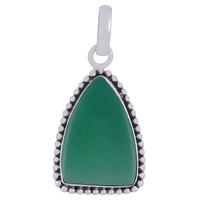 Magnificent Rawa Work Around Green Onyx Shield Shape 925 Sterling Solid Silver Pendants - R101926-22