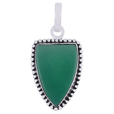 Magnificent Rawa Work Around Green Onyx Shield Shape 925 Sterling Solid Silver Pendants - R101926-7