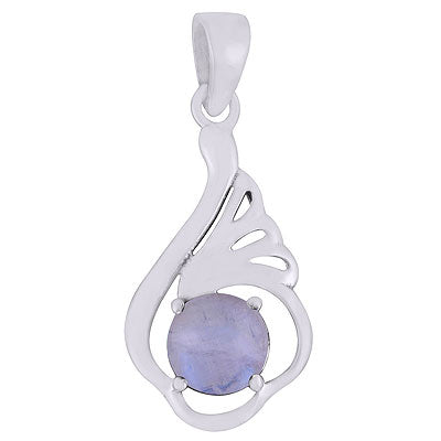 Beautiful Prong setting Around Rainbow Moonstone Round Shape 925 Sterling Solid Silver Pendants - R101931-4