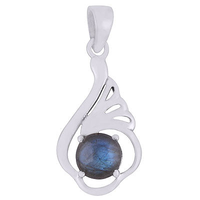 Beautiful Prong setting Around Labradorite Round Shape 925 Sterling Solid Silver Pendants - R101931-5