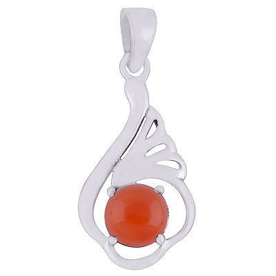 Beautiful Prong setting Around Carnelian Round Shape 925 Sterling Solid Silver Pendants - R101931-7
