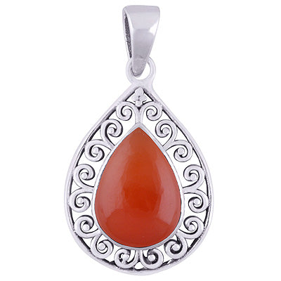 Stunning Handcrafted Around Carnelian Pear Shape 925 Sterling Solid Silver Pendants - R101934-12