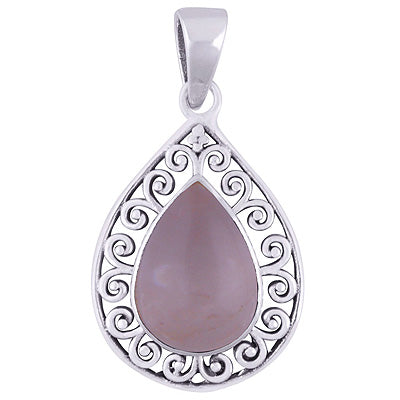 Stunning Handcrafted Around Rose Quartz Pear Shape 925 Sterling Solid Silver Pendants - R101934-15