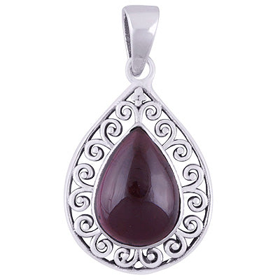 Stunning Handcrafted Around Garnet Pear Shape 925 Sterling Solid Silver Pendants - R101934-2