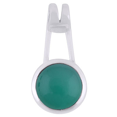 Gorgeous Gemstone Setting Green Onyx Round Shape 925 Sterling Solid Silver Pendants - R101937-8
