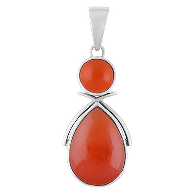 Gorgeous Multiple Carnelian Pear,Round Shape 925 Sterling Solid Silver Pendant - R101940-10