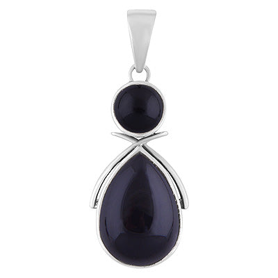 Gorgeous Multiple Black Onyx Pear,Round Shape 925 Sterling Solid Silver Pendant - R101940-14