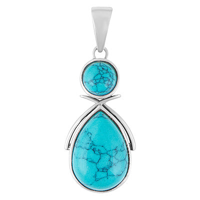 Gorgeous Multiple Turquoise Pear,Round Shape 925 Sterling Solid Silver Pendant - R101940-2