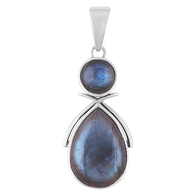 Gorgeous Multiple Labradorite Pear,Round Shape 925 Sterling Solid Silver Pendant - R101940-4