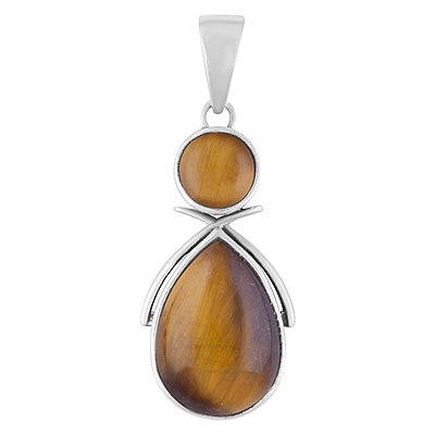 Gorgeous Multiple Tiger's Eye Pear,Round Shape 925 Sterling Solid Silver Pendant - R101940-6