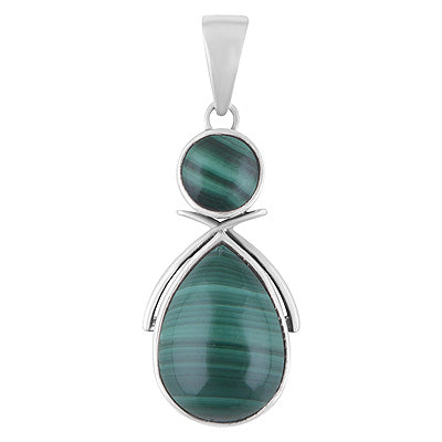 Gorgeous Multiple Malachite Pear,Round Shape 925 Sterling Solid Silver Pendant - R101940-7