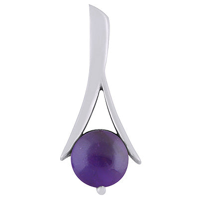 Alluring Seated Amethyst Round Shape 925 Sterling Solid Silver Pendant - R101944-1