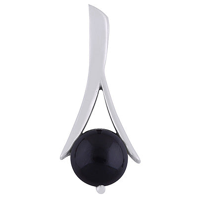 Alluring Seated Black Onyx Round Shape 925 Sterling Solid Silver Pendant - R101944-12