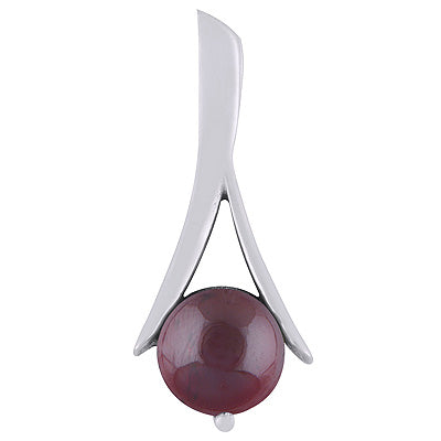 Alluring Seated Garnet Round Shape 925 Sterling Solid Silver Pendant - R101944-2