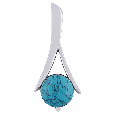 Alluring Seated Turquoise Round Shape 925 Sterling Solid Silver Pendant - R101944-3