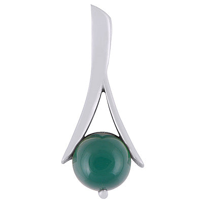 Alluring Seated Green Onyx Round Shape 925 Sterling Solid Silver Pendant - R101944-8