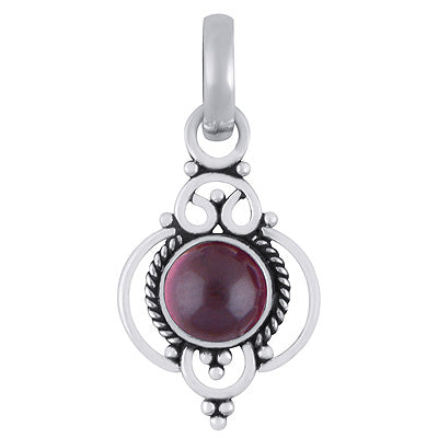 Beautiful Twisted Wire Work Around Garnet Round Shape 925 Sterling Solid Silver Pendants - R101945-22