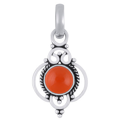 Beautiful Twisted Wire Work Around Carnelian Round Shape 925 Sterling Solid Silver Pendants - R101945-27
