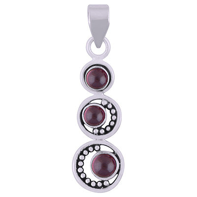 Stunning Multiple Gemstones Around Garnet Round Shape 925 Sterling Solid Silver Pendant - R101946-2