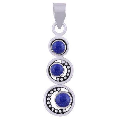 Stunning Multiple Gemstones Around Lapis Round Shape 925 Sterling Solid Silver Pendant - R101946-6