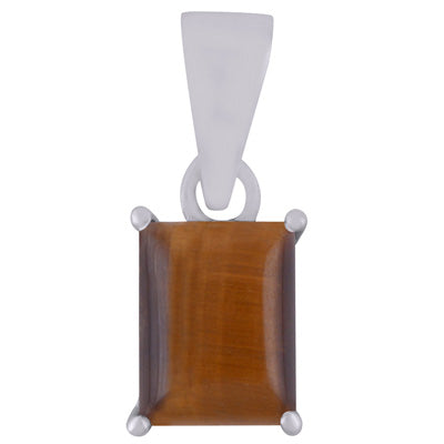 Beautiful Prong Setting Around Tiger's Eye Rectangle Shape 925 Sterling Solid Silver Pendant - R101953-10
