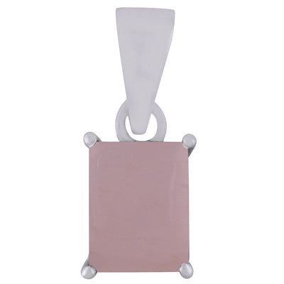 Beautiful Prong Setting Around Rose Quartz Rectangle Shape 925 Sterling Solid Silver Pendant - R101953-11