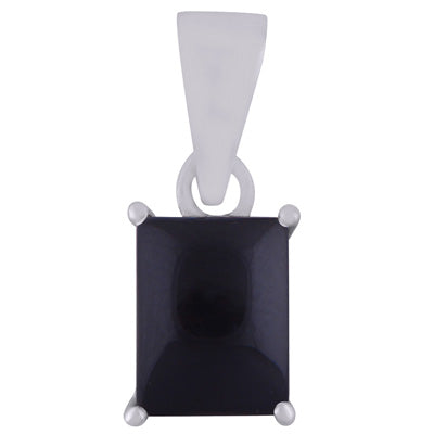 Beautiful Prong Setting Around Black Onyx Rectangle Shape 925 Sterling Solid Silver Pendant - R101953-12