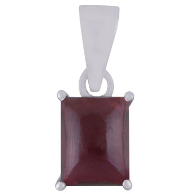 Beautiful Prong Setting Around Garnet Rectangle Shape 925 Sterling Solid Silver Pendant - R101953-2