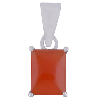 Beautiful Prong Setting Around Carnelian Rectangle Shape 925 Sterling Solid Silver Pendant - R101953-7
