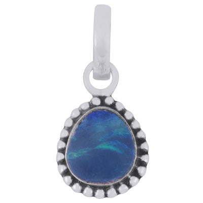 Stunning Oxidised Rawa Work Around Australian Opal Fancy Shape 925 Sterling Solid Silver Pendant - R101974-65