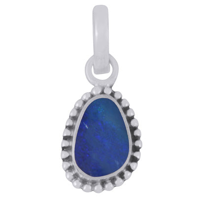 Stunning Oxidised Rawa Work Around Australian Opal Fancy Shape 925 Sterling Solid Silver Pendant - R101974-75