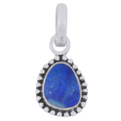 Stunning Oxidised Rawa Work Around Australian Opal Fancy Shape 925 Sterling Solid Silver Pendant - R101974-76