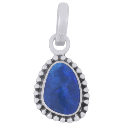 Stunning Oxidised Rawa Work Around Australian Opal Fancy Shape 925 Sterling Solid Silver Pendant - R101974-77