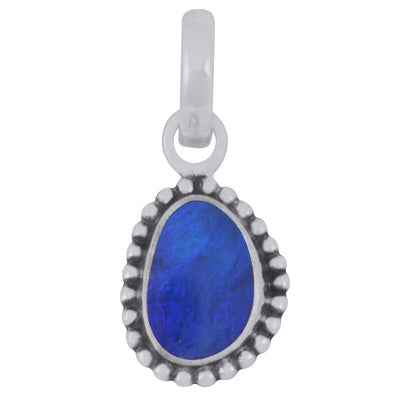 Stunning Oxidised Rawa Work Around Australian Opal Fancy Shape 925 Sterling Solid Silver Pendant - R101974-80