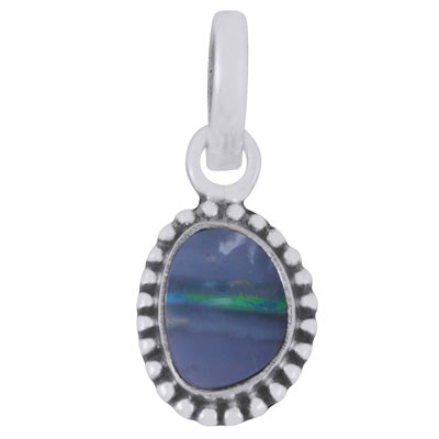 Stunning Oxidised Rawa Work Around Australian Opal Fancy Shape 925 Sterling Solid Silver Pendant - R101974-82