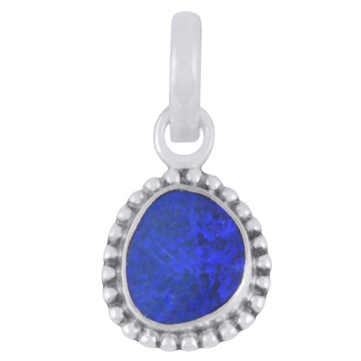 Stunning Oxidised Rawa Work Around Australian Opal Fancy Shape 925 Sterling Solid Silver Pendant - R101974-88