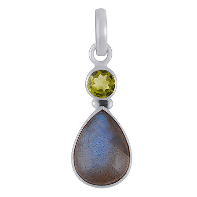 Alluring Handcrafted w/ Multiple Gemstones Peridot,Labradorite Round,Pear Shape 925 Sterling Solid Silver Pendants - R101976-33