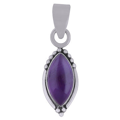 Stunning Rawa Work Around Amethyst Marquise Shape 925 Sterling Solid Silver Pendant - R101981-1