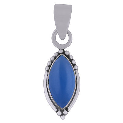 Stunning Rawa Work Around Blue Chalcedony Marquise Shape 925 Sterling Solid Silver Pendant - R101981-9