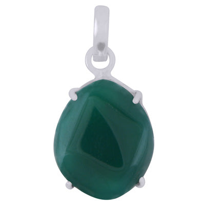 Gorgeous Abstract Cut Gemstone Green Onyx Fancy Shape 925 Sterling Solid Silver Pendant - R101982-43