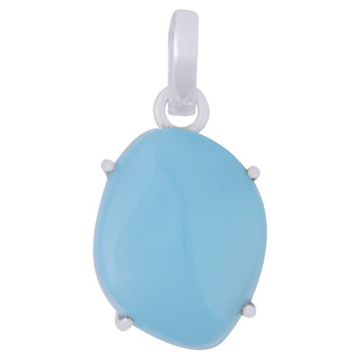 Gorgeous Abstract Cut Gemstone Blue Chalcedony Fancy Shape 925 Sterling Solid Silver Pendant - R101982-46