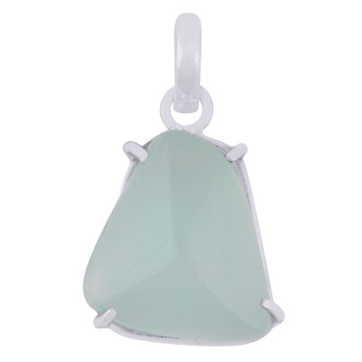 Gorgeous Abstract Cut Gemstone Aqua Chalcedony Fancy Shape 925 Sterling Solid Silver Pendant - R101982-49