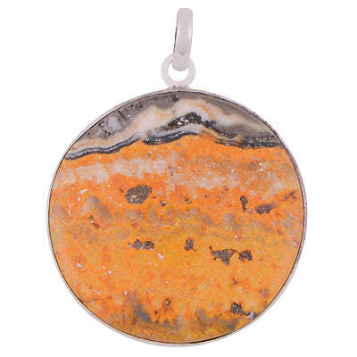 Gorgeous Plain BumbleBee Jasper Round Shape 925 Sterling Solid Silver Pendant - R101985-3