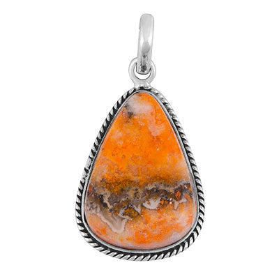 Beautiful Textured Wire Around BumbleBee Jasper Pear Shape 925 Sterling Solid Silver Pendant - R101986-31
