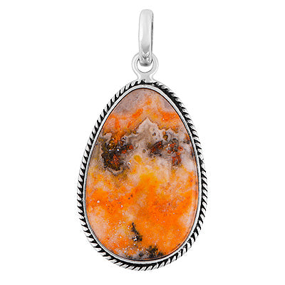 Beautiful Textured Wire Around BumbleBee Jasper Pear Shape 925 Sterling Solid Silver Pendant - R101986-32