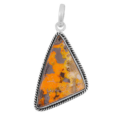 Beautiful Textured Wire Around BumbleBee Jasper Fancy Shape 925 Sterling Solid Silver Pendant - R101986-40