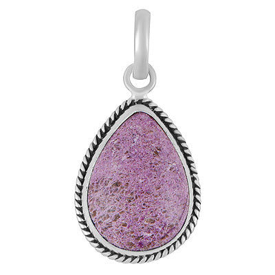 Beautiful Twisted Wire Work Around Purpurite Pear Shape 925 Sterling Solid Silver Pendant - R101989-12