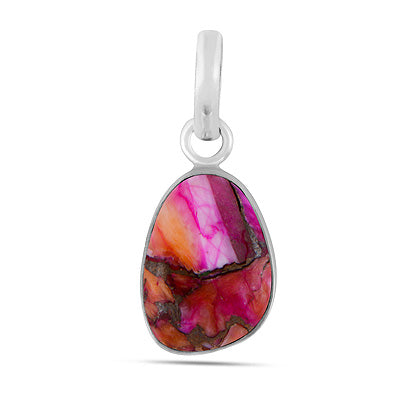 Alluring Plain Collet Natural Pink Dahlia Copper Turquoise Fancy Shape 925 Sterling Solid Silver Pendants - R101990-21
