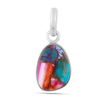 Alluring Plain Collet Natural Pink Dahlia Copper Turquoise Fancy Shape 925 Sterling Solid Silver Pendants - R101990-22